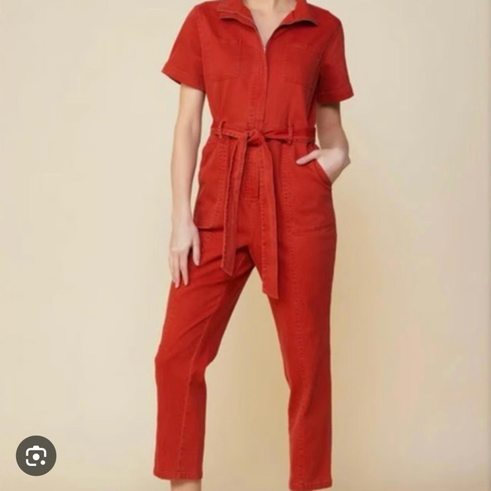 Skies Are Blue Brick Red Jumpsuit